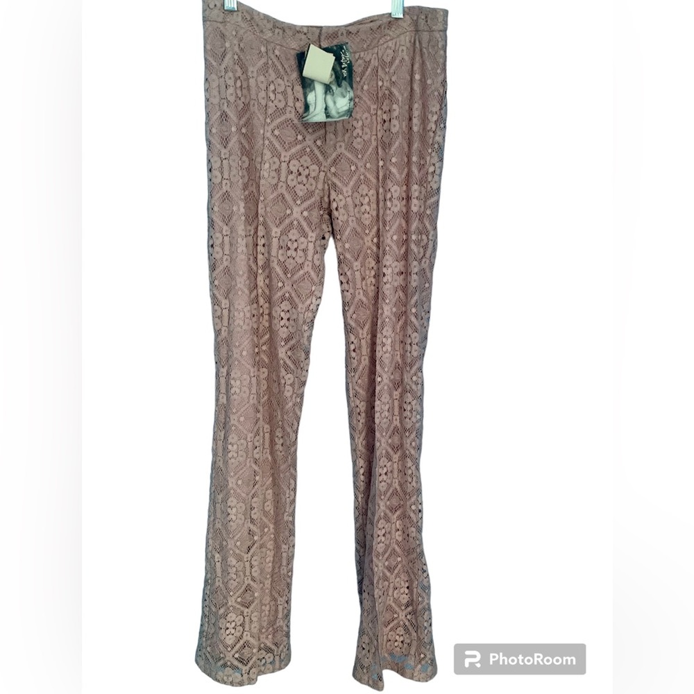Betsey Johnson VTG Y2K Rose Blush Lace Flare Pants Size 2 Rare